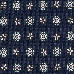 CRAVATTA SARTORIALE CLASSICA IN SETA BLU SCURO Microfantasia fiore