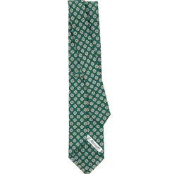 CRAVATTA SARTORIALE CLASSICA IN SETA VERDE SCURO Microfantasia fiore