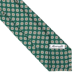 CRAVATTA SARTORIALE CLASSICA IN SETA VERDE SCURO Microfantasia fiore