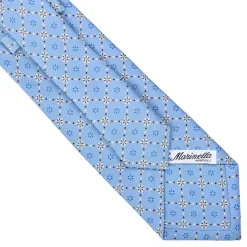 CRAVATTA SARTORIALE CLASSICA IN SETA AZZURRA Microfantasia fiore