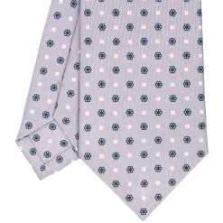 CRAVATTA SARTORIALE CLASSICA IN SETA GRIGIO CHIARO Microfantasia fiore