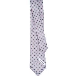 CRAVATTA SARTORIALE CLASSICA IN SETA GRIGIO CHIARO Microfantasia fiore