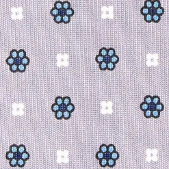 CRAVATTA SARTORIALE CLASSICA IN SETA GRIGIO CHIARO Microfantasia fiore