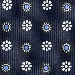 CRAVATTA SARTORIALE CLASSICA IN SETA BLU SCURO Microfantasia fiore