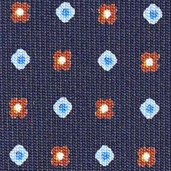 CRAVATTA SARTORIALE CLASSICA IN SETA BLU SCURO Microfantasia fiore
