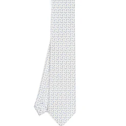 CRAVATTA SARTORIALE CLASSICA IN SETA BIANCA Microfantasia fiore