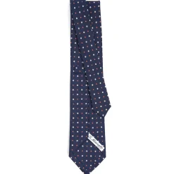 CRAVATTA SARTORIALE CLASSICA IN SETA BLU SCURO Microfantasia fiore