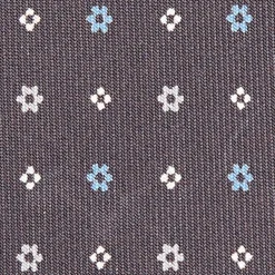 CRAVATTA SARTORIALE CLASSICA IN SETA GRIGIO SCURO Microfantasia fiore