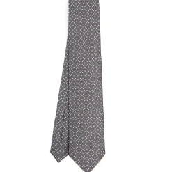 CRAVATTA SARTORIALE CLASSICA IN SETA GRIGIO CHIARO Microfantasia fiore