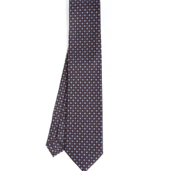 CRAVATTA SARTORIALE CLASSICA IN SETA BLU SCURO Microfantasia fiore