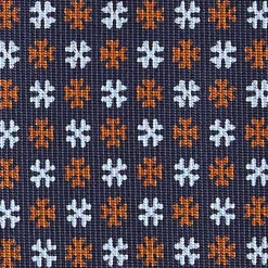 CRAVATTA SARTORIALE CLASSICA IN SETA BLU SCURO Microfantasia fiore