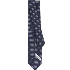 CRAVATTA SARTORIALE CLASSICA IN SETA BLU SCURO Microfantasia fiore
