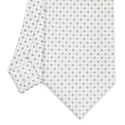 CRAVATTA SARTORIALE CLASSICA IN SETA BIANCA Microfantasia fiore
