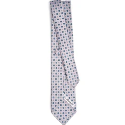 CRAVATTA SARTORIALE CLASSICA IN SETA GRIGIO CHIARO Microfantasia fiore