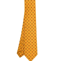 CRAVATTA SARTORIALE CLASSICA IN SETA GIALLA Microfantasia fiore