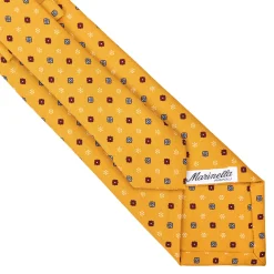 CRAVATTA SARTORIALE CLASSICA IN SETA GIALLA Microfantasia fiore
