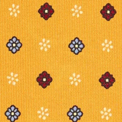 CRAVATTA SARTORIALE CLASSICA IN SETA GIALLA Microfantasia fiore