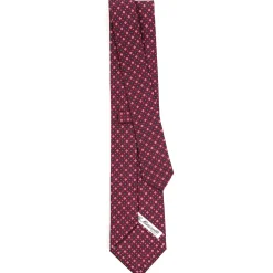 CRAVATTA SARTORIALE CLASSICA IN SETA BORDEAUX Microfantasia fiore
