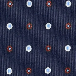 CRAVATTA SARTORIALE CLASSICA IN SETA BLU SCURO Microfantasia fiore