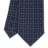 CRAVATTA SARTORIALE CLASSICA IN SETA BLU SCURO Microfantasia fiore