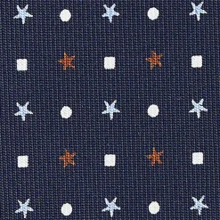 CRAVATTA SARTORIALE CLASSICA IN SETA BLU SCURO Microfantasia fiore