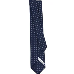CRAVATTA SARTORIALE CLASSICA IN SETA BLU SCURO Microfantasia fiore