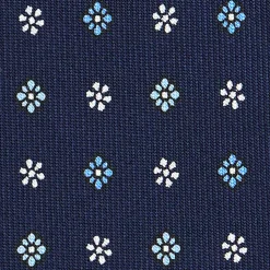 CRAVATTA SARTORIALE CLASSICA IN SETA BLU SCURO Microfantasia fiore