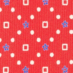 CRAVATTA SARTORIALE CLASSICA IN SETA ROSSA Microfantasia fiore