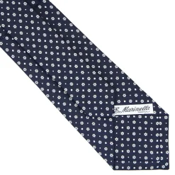 CRAVATTA SARTORIALE CLASSICA IN SETA BLU SCURO Microfantasia fiore