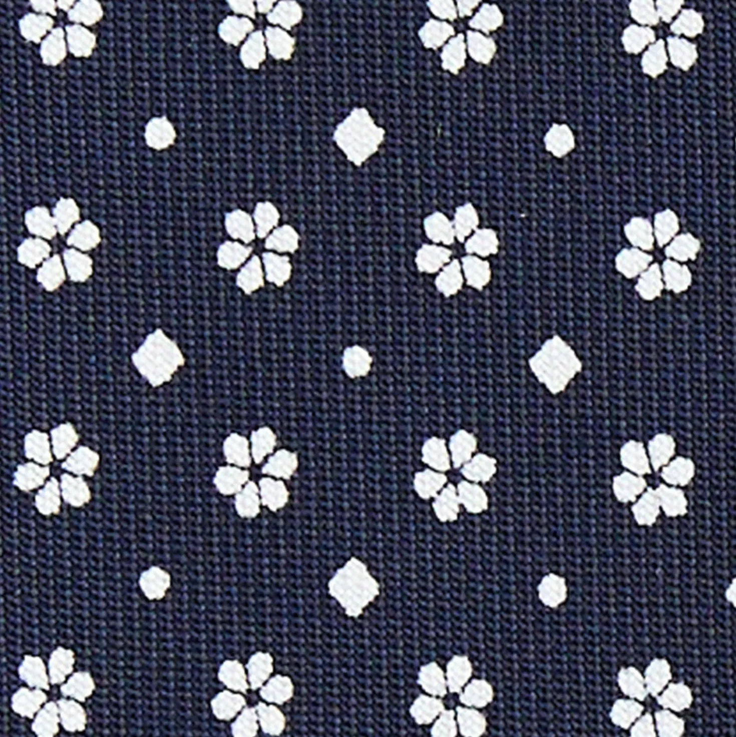 CRAVATTA SARTORIALE CLASSICA IN SETA BLU SCURO Microfantasia fiore