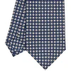 CRAVATTA SARTORIALE CLASSICA IN SETA BLU SCURO Microfantasia fiore