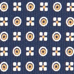 CRAVATTA SARTORIALE CLASSICA IN SETA BLU SCURO Microfantasia fiore