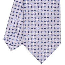 CRAVATTA SARTORIALE CLASSICA IN SETA GRIGIO CHIARO Microfantasia fiore