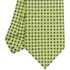 CRAVATTA SARTORIALE CLASSICA IN SETA VERDE CHIARO Microfantasia fiore