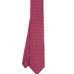 CRAVATTA SARTORIALE CLASSICA IN SETA FUCSIA Microfantasia fiore