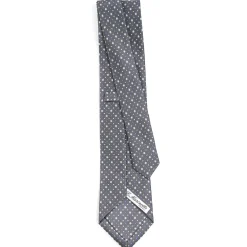 CRAVATTA SARTORIALE CLASSICA IN SETA GRIGIO SCURO Microfantasia fiore
