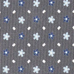 CRAVATTA SARTORIALE CLASSICA IN SETA GRIGIO SCURO Microfantasia fiore