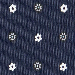 CRAVATTA SARTORIALE CLASSICA IN SETA BLU SCURO Microfantasia fiore