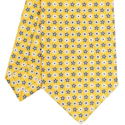 CRAVATTA SARTORIALE CLASSICA IN SETA GIALLA Microfantasia fiore