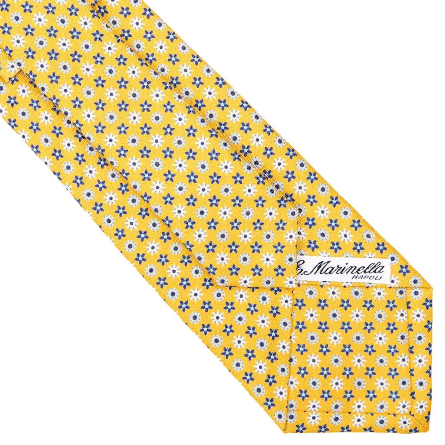 CRAVATTA SARTORIALE CLASSICA IN SETA GIALLA Microfantasia fiore