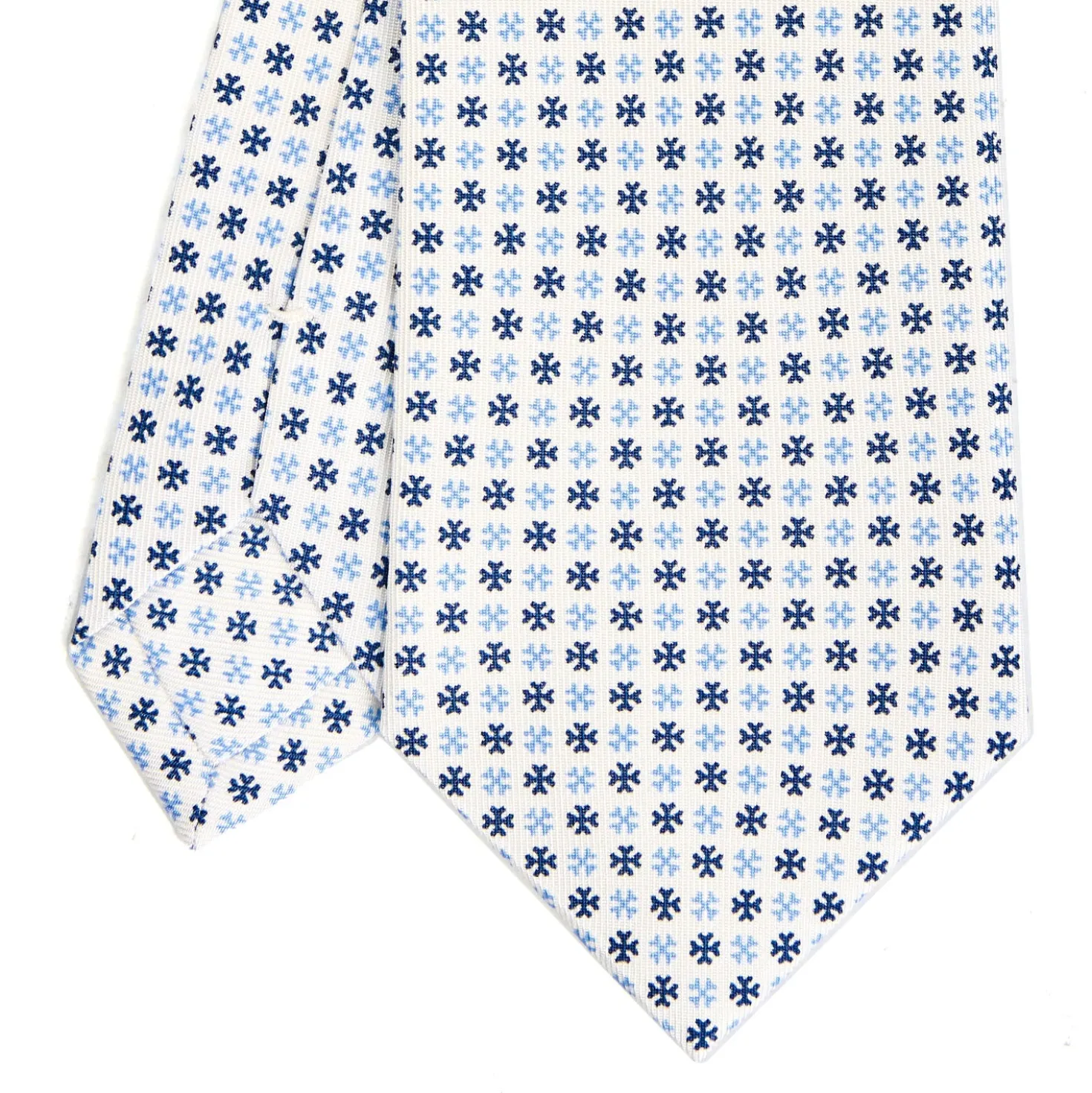 CRAVATTA SARTORIALE CLASSICA IN SETA BIANCA Microfantasia fiore