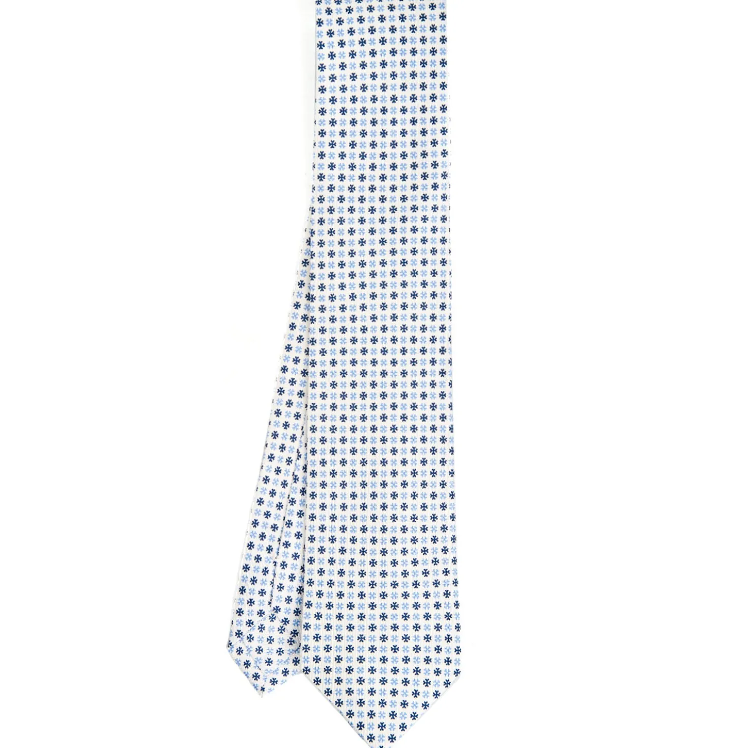 CRAVATTA SARTORIALE CLASSICA IN SETA BIANCA Microfantasia fiore