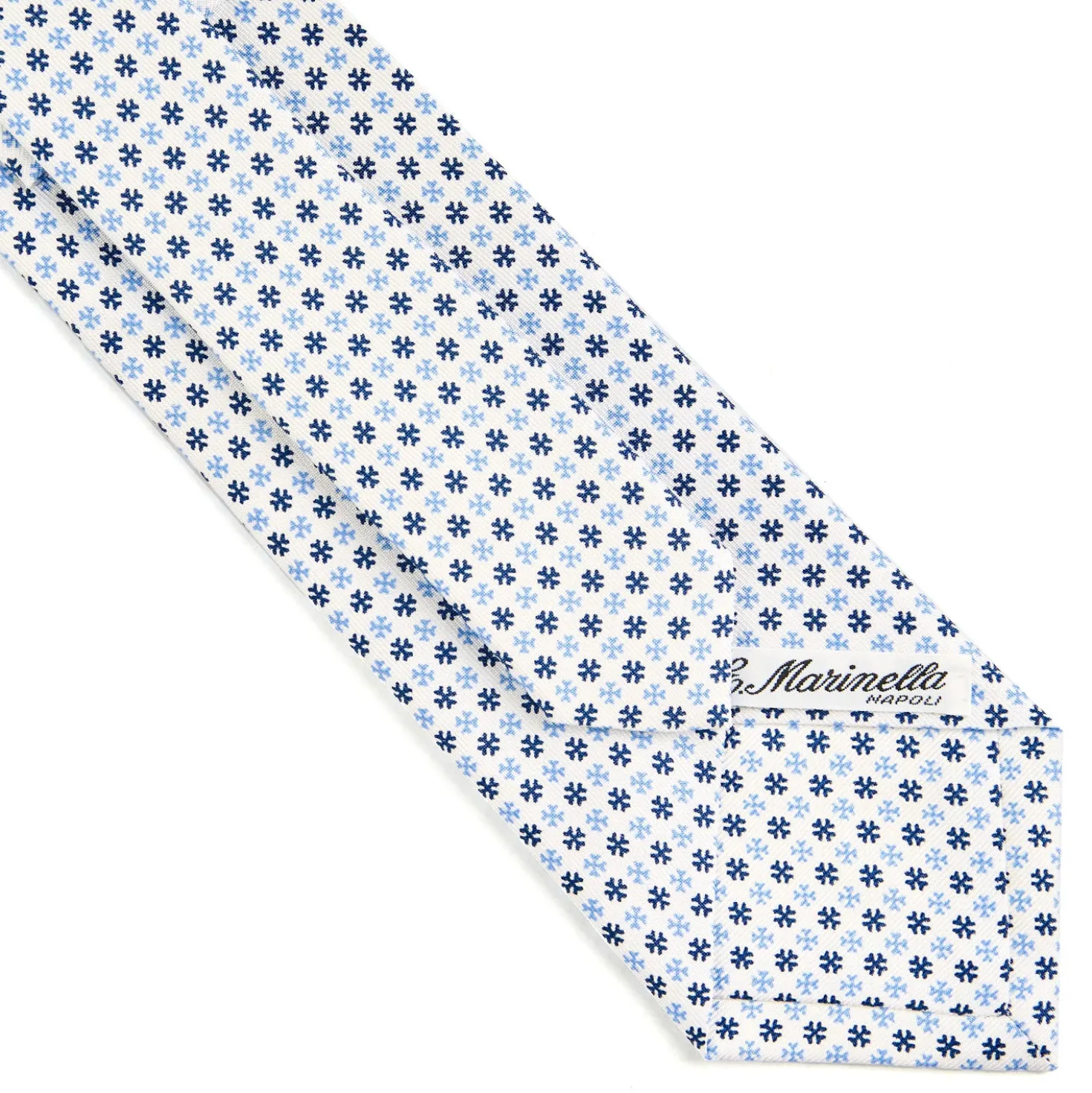 CRAVATTA SARTORIALE CLASSICA IN SETA BIANCA Microfantasia fiore