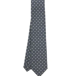 CRAVATTA SARTORIALE CLASSICA IN SETA BLU SCURO Microfantasia fiore