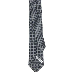 CRAVATTA SARTORIALE CLASSICA IN SETA BLU SCURO Microfantasia fiore