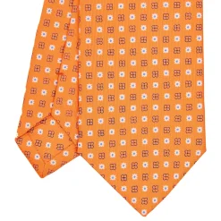 CRAVATTA SARTORIALE CLASSICA IN SETA ARANCIONE Microfantasia fiore