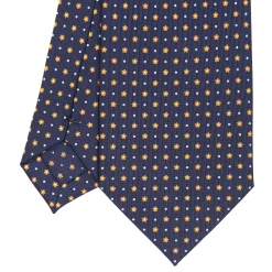 CRAVATTA SARTORIALE CLASSICA IN SETA BLU SCURO Microfantasia fiore