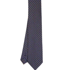 CRAVATTA SARTORIALE CLASSICA IN SETA BLU SCURO Microfantasia fiore