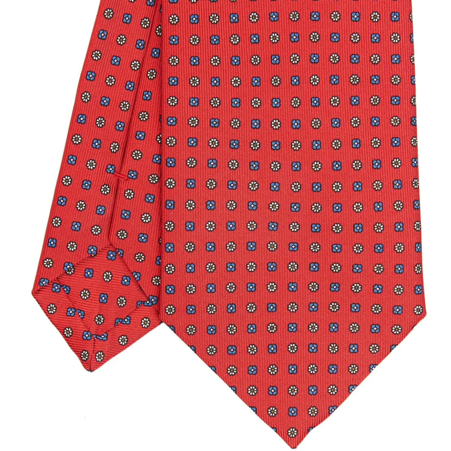 CRAVATTA SARTORIALE CLASSICA IN SETA ROSSA Microfantasia fiore