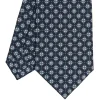 CRAVATTA SARTORIALE CLASSICA IN SETA BLU SCURO Microfantasia fiore